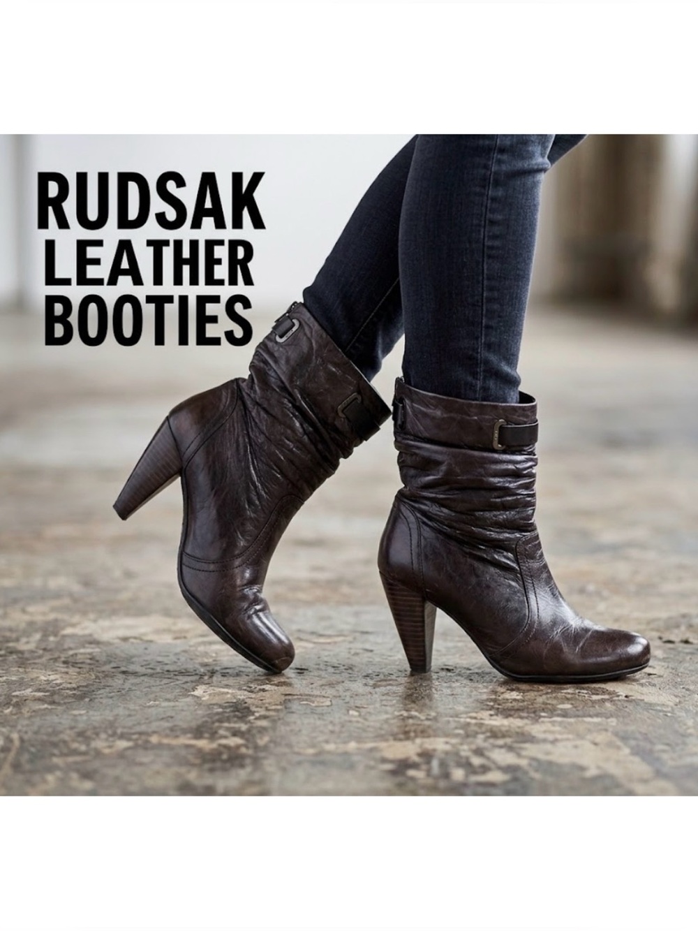 Rudsak Metallic Brown Leather Slouchy Ankle Boots Shoe